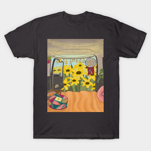 Camper Van Life - Sunflowers T-Shirt by Ethereal Designs